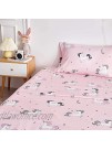 Queen Unicorn Sheet Set for Kids Girls Teens Cute 4 Pieces Microfiber Pink Bedding Set with Rainbow and Stars Princess Style