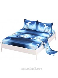 SDIII 4PC Unicorn Bed Sheets Queen Size Galaxy Bedding Sheet Sets Flat Fitted Sheet for Boys Girls and Kids