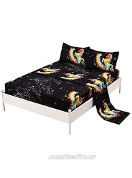 SDIII Colorful Unicorn Bedding Sheet Sets Galaxy Bed Sheets with Flat Fitted Sheet for Boys Girls and Teens Queen Colorful Unicorn