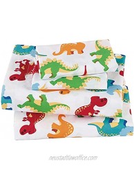Smart Linen Kids Bed Sheet Set Dinosaur Red Green Yellow White Twin
