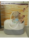 Baby Diaper Basket Rope Nursery Storage Bin for Boys and Girls Baby Diaper Caddy Organizer A must-have baby storage bag for mothers 100% Nature Cotton Rope Nursery Storage Bin Newborn Registry Must Haves Blue + white