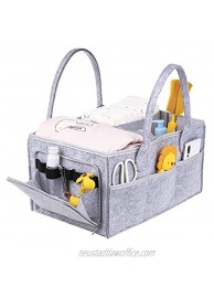 Baby Diaper Caddy Organizer Gift Caddy Nursery Bin with Waterproof Liner and Portable Storage Bag for Travel Easy to Clean,Large,Grey