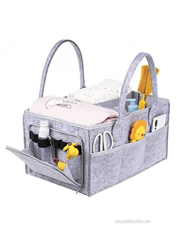 Baby Diaper Caddy Organizer Gift Caddy Nursery Bin with Waterproof Liner and Portable Storage Bag for Travel Easy to Clean,Large,Grey