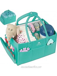 Baby Diaper Caddy Organizer Portable Nursery Storage bag with Dustproof Cover Diaper Stacker for Changing Table Car Large Basket for Wipes Bottle Diapers Shower Newborn Girl & Boy Gifts Blue