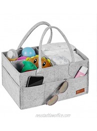 Baby Diaper Caddy Organizer Portable Nursery Storage Bin Felt Basket with Multi Pockets and Changeable Compartments Baby Wipes Bag Nappy Storage Bags for Child Light Grey