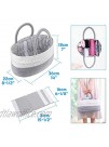 Baby Diaper Storage Caddy Shynek Rope Diaper Caddy Organizer with Baby Stroller Hooks Clips 100% Cotton Portable Diaper Storage for Diaper Baby Wipes and Shower Gift