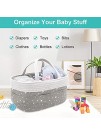 Cotton Rope Baby Diaper Caddy Organizer Nursery Storage Bin Diaper Stacker Caddy Basket For Newborn Girl & Boy Portable Changing Table Car Organizer with Divider for Wipes & DiapersGrey&White Star