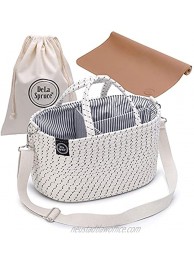DeLa Spruce Baby Diaper Caddy Organizer Cotton Rope Storage Basket for Changing Table Portable Bin for Nursery Car Organizer Newborn Essentials Includes Vegan Leather Diaper Changing Pad