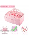 Diaper Caddy Organizer Baby Basket Nursery Storage Bin with Dustproof Cover for Changing Table Large Portable Car Organizer for Wipes Bottle Diapers Shower Newborn Girl & Boy Gifts Pink