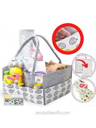 Diaper Caddy Organizer With FREE CHANGING PAD MAT & BIBS-For Changing Table-For Baby Boy Or Baby Girl-Crib Pram & Car Organizer-Large Diaper Stackers & Caddies-Baby Shower Gift-Portable Non Rope Basket -Newborn Essentials Must Haves-Unisex-Nur