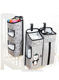 Hanging Diaper Organizer for Crib Diaper Stacker and Crib Organizer | Hanging Diaper Organization Storage for Baby Essentials | 3-in-1 Nursery Organizer and Baby Diaper Caddy