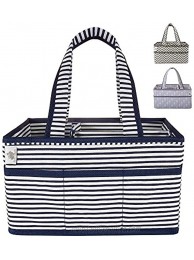Little Grey Rabbit Premium Baby Diaper Caddy | Nursery Storage Bin & Organizer Basket for Infant Items | Holds Diapers Lotions Wipes More | Perfect Baby Shower Gift | Navy & White Stripe
