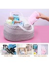Rope Diaper Caddy Organizer Shynek Baby Diaper Caddy Basket Changing Table Diaper Nursery Basket with Removable Insert and Stroller Hooks Clips for Diaper Baby Shower Gift Newborn Registry