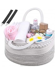 Rope Diaper Caddy Organizer Shynek Baby Diaper Caddy Basket Changing Table Diaper Nursery Basket with Removable Insert and Stroller Hooks Clips for Diaper Baby Shower Gift Newborn Registry