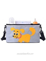 Universal Stroller Organizer Caddy with Cup Holders Stroller Travel Bag with Shoulder Strap Stroller Accessories Pockets for Carrying Diaper Wipes Toys Phone Snacks Fit All Kinds Stroller