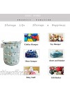 LEELI laundry Hamper with Handles-Collapsible Canvas Basket for Storage Bin,Kids Room,Home Organizer,Nursery Storage,Baby Hamper,19.7×15.7 Blue Llama