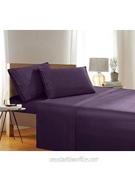 1500 Thread Count Wrinkle & Fade Resistant Egyptian Quality 5-Piece Bed Sheet Set Ultra Soft Luxurious Set Includes 1 Flat Sheet 2 Fitted Sheet and 2 Pillowcases Split King Size Boysenberry