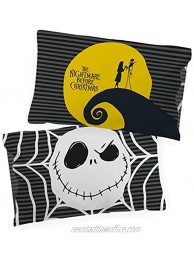 Disney Nightmare Before Christmas Yellow Moon Glow in The Dark 2 Pack Reversible Pillowcases Features Jack Skellington Double-Sided Kids Super Soft Bedding Official Disney Product