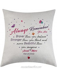 Inspirational Gifts Decorative Pillowcases for Women Girls Best Friend Cushion Covers Motivational Birthday Gifts Linen Cushion Cover Pillow Case Pillow Cover 18”x18” Always Remember You are Brave