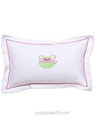 Jacaranda Living Cotton Percale Baby Boudoir Pillow Cover Mouse in Cup Pink