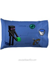 Jay Franco Minecraft Monster Guide 1 Single Pillowcase Double-Sided Kids Super Soft Bedding Features Enderman & Skeleton Official Minecraft Product