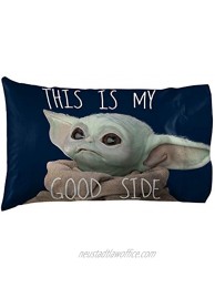 Jay Franco Star Wars The Mandalorian Memes 1 Pack Pillowcase Double-Sided Kids Super Soft Bedding Features The Child Baby Yoda Official Star Wars Product