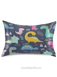 KEEPREAL Cute Funny Kids Dinosaurs Satin Pillowcase for Hair and Skin Silk Pillowcase Slip Cooling Satin Pillow Covers with Envelope Closure Standard Size20x26 inches
