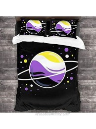 Luxiya Nonbinary Space Planetall-Season Bedding with 2 Pillowcases-Microfiber Bedding Suitable for Boys Girls Zipper Closure Gift for Friends Machine Washable one Size Black