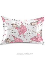 Ombra Satin Pillowcase for Hair and Skin Queen Size Cute Ballet Girl Ballerina Decorative Pillow Sham with Envelope Closure Pillow Cover for Bedroom Hotel