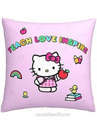 Phteey Japanese Cartoon Anime Cat Pillowcase 18X18in Kid's Pillow case,Soft Solid Cushion Cover for Home Decoration Sofa and Chair Car Decoration Office