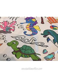 The Coloring Table Oceantime Fun Design Set of 2 Pillowcases Fabric Coloring Pillowcases Colorable Designs – Washable and Reusable – Coloring Activity for Children and Adults