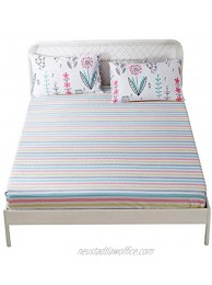 HIGHBUY 100 Percent Soft Cotton Fitted Sheet Queen Size Colorful Striped Deep Pocket Wrinkle Free Comfortable Kids Bedding Collection Full Bed Sheet